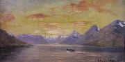 Knud Bergslien Nordnorsk fjordidyll oil on canvas